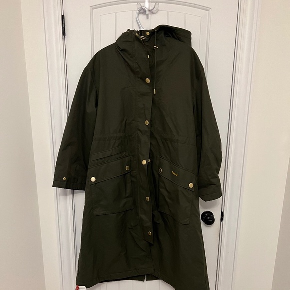 Barbour long olive green jacket NWOT - Picture 3 of 7